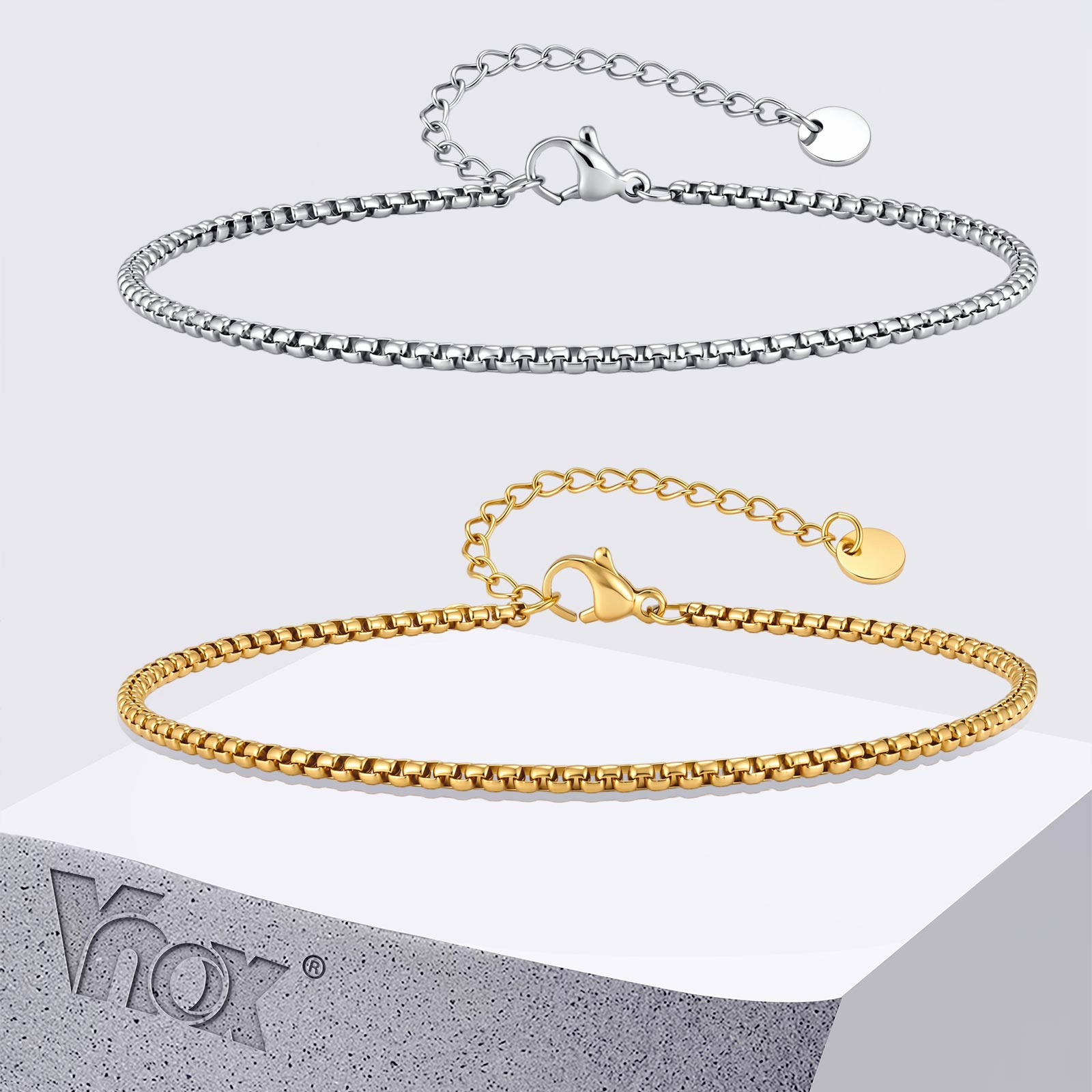 Jc Jewelry & Watches Photos - Vnox Paslanmaz Çelik Kutu Zincir Bağlantılı