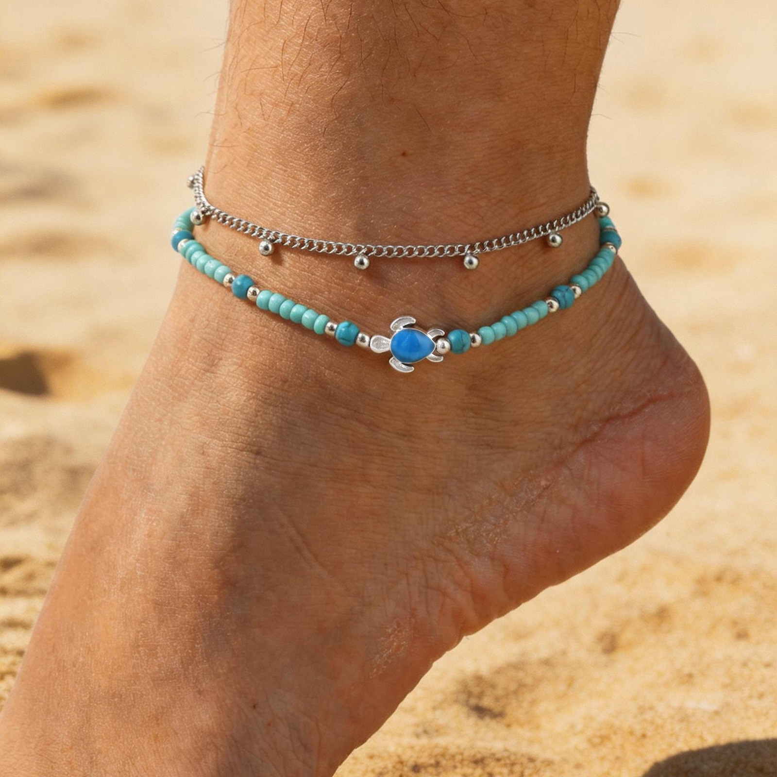 Jc Jewelry & Watches Photos - Paslanmaz Çelik Katmanlı Uydu Zinciri Turkuaz